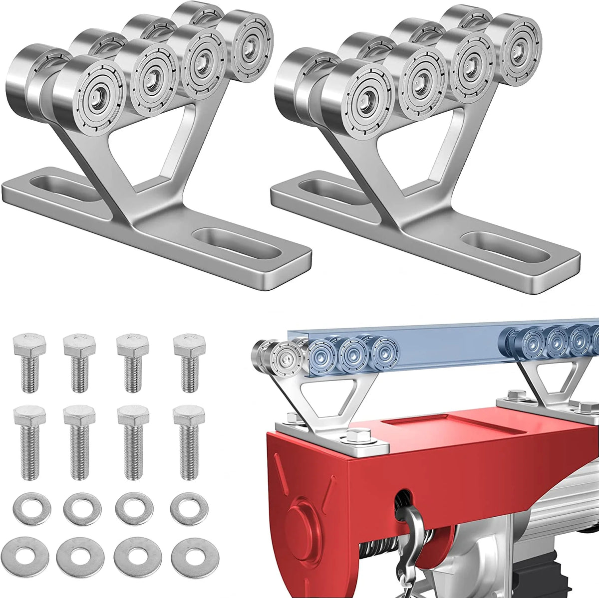 AromaNano KH-X Overhead Garage Hoist System Electric Hoist 2/3/4 Wheels Trolley Assembly Strut Channels Silent Manual Trolley