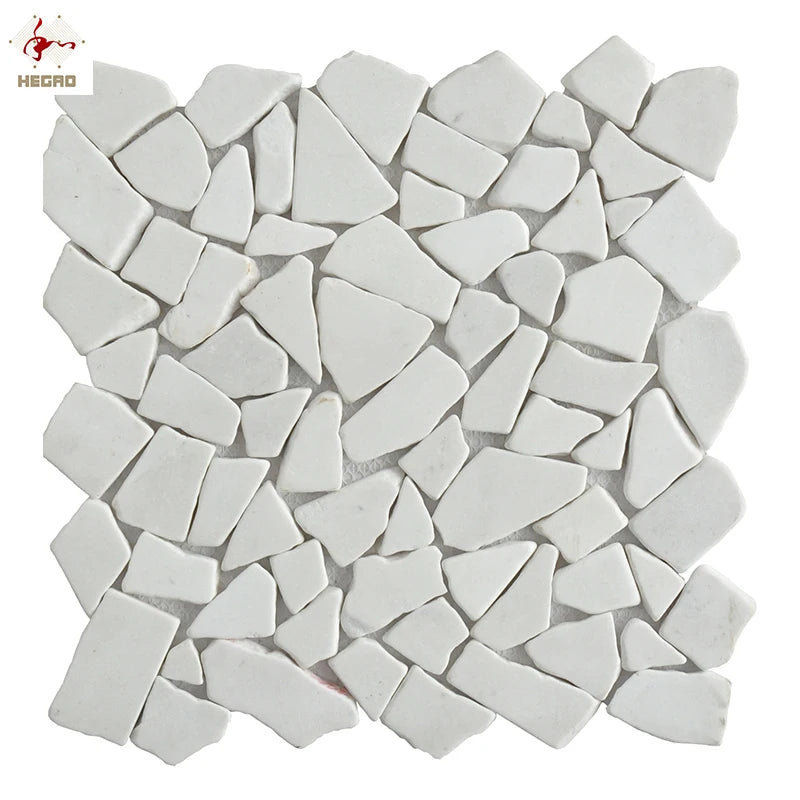 Modern Bathroom Mosaic Tiles White Carrara Nero Marquina Beige Travertine with Black Pebble Stone Marble for Hotels