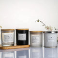Rustic Empty Black Frost clear Matte Glass Candle Jar Cup Candlestick with Metal Wooden Lid for Coffee Table