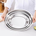 Kitchen Living Room Multifunction Food Plate Decoration Tray Sliver Dinner Plate Set Stainless Steel Oval Mirror Serving Tray