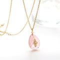 New Arrival Vintage PVD Gold Plated Jewelry Stainless Steel Pink Water Drop Natural Stone Pendant Necklace for Women Men