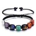 Fashion Square Pyramidal Natural Stone White Crystal Braided Stretch Bracelets