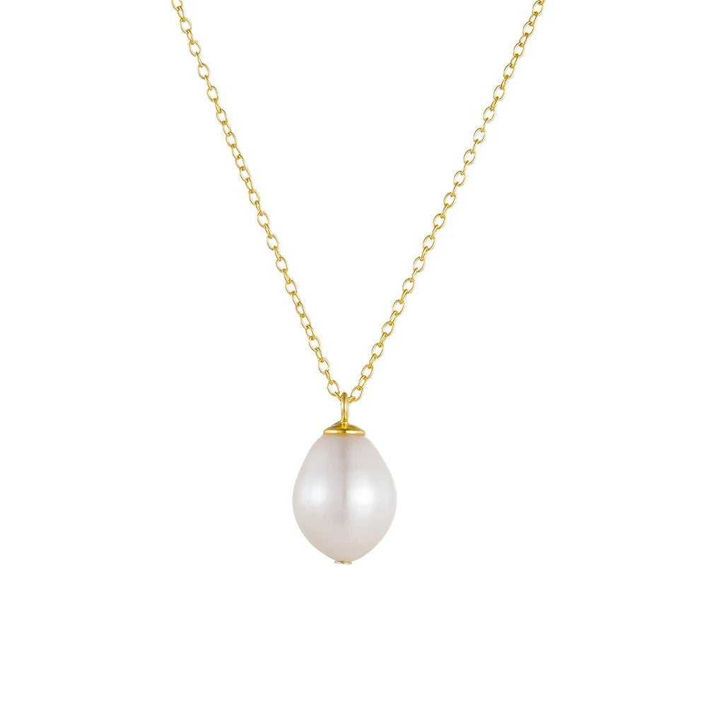 Peishang Wholesale Jewelry 925 Sterling Silver Gold Plated Single Stone Natural Freshwater Bracelet Pearl Necklace for Women