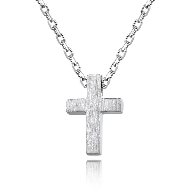 POLIVA 925 Sterling Silver Women's Cross Shape Necklace Fashionable Rose Gold Chains Rhodium Plated for Wedding