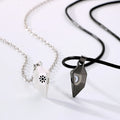 Wholesale Romantic Couple Necklace Heart Matched Pendent for Lover Sun Moon Pattern Wishstone Magnetic Necklace Men Women Gift
