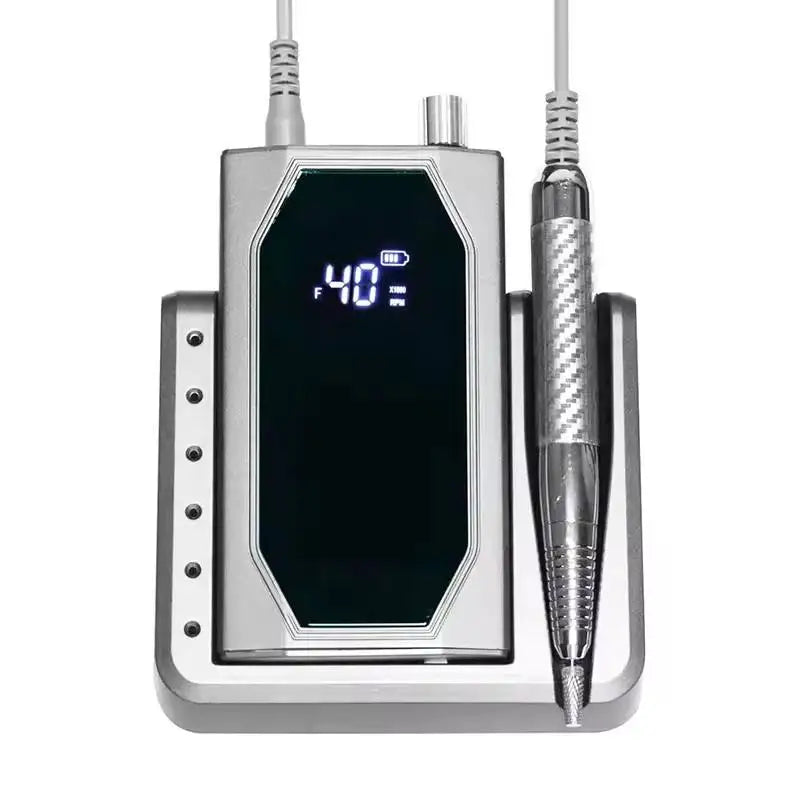 2025 New Professional Brushless Portable 85w 40000RPM Mobile Rechargeable Metal Electric Manicure Strong Nail Drill Machine