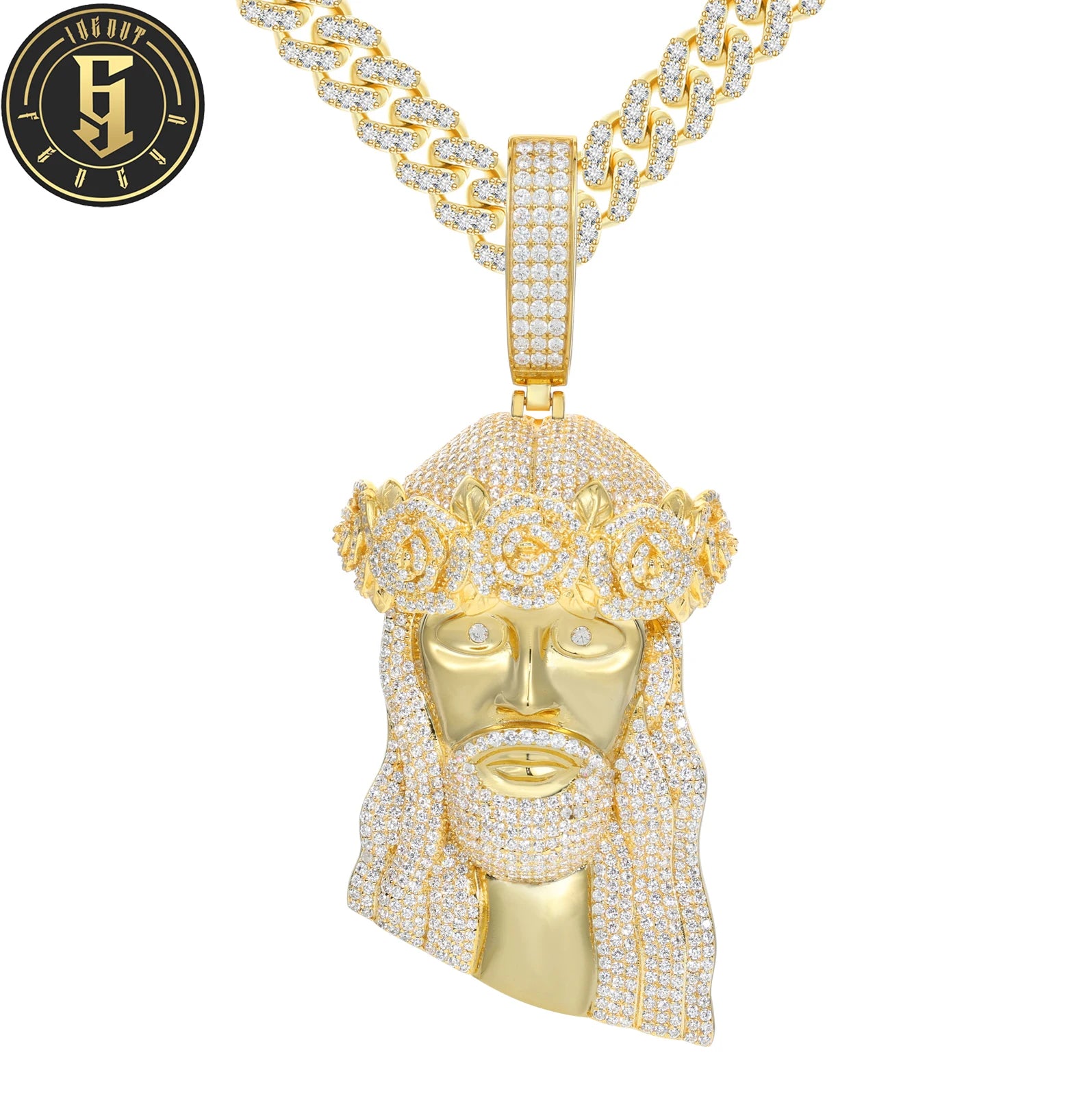 Personalized 3D Design Hip Hop Jewelry Mens 18K Gold Plated Brass 5A CZ Diamond Iced Out Jesus Head Pendant