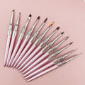 Custom Logo Nails Tool Set Metal Handle Acrylic Liner Stripe Painting Manicure Pink Ombre Gel Nail Art Brush