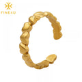 Non Tarnish Jewelry New Arrivals Women Gold Plated Open Stainless Steel Adjustable Heart Ring