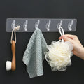 6 in 1 Punch-free Trackless Magic Hook Door Self- Adhesive Hooks Wall Hanging Transparent Hook for Clothes and Hats