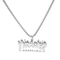 BINSHUO Wholesale Custom Stainless Steel Trendy Link Punk Waterproof Irregular Flame Pattern Letter Pendant Necklace Anniversary