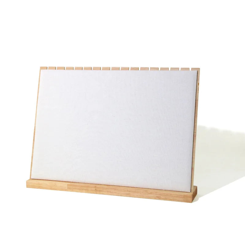 Detachable Wood Necklace Jewelry Display Shelf L-Shaped Linen Jewelry Hanger Bracelet Storage Pendant Display Board Props