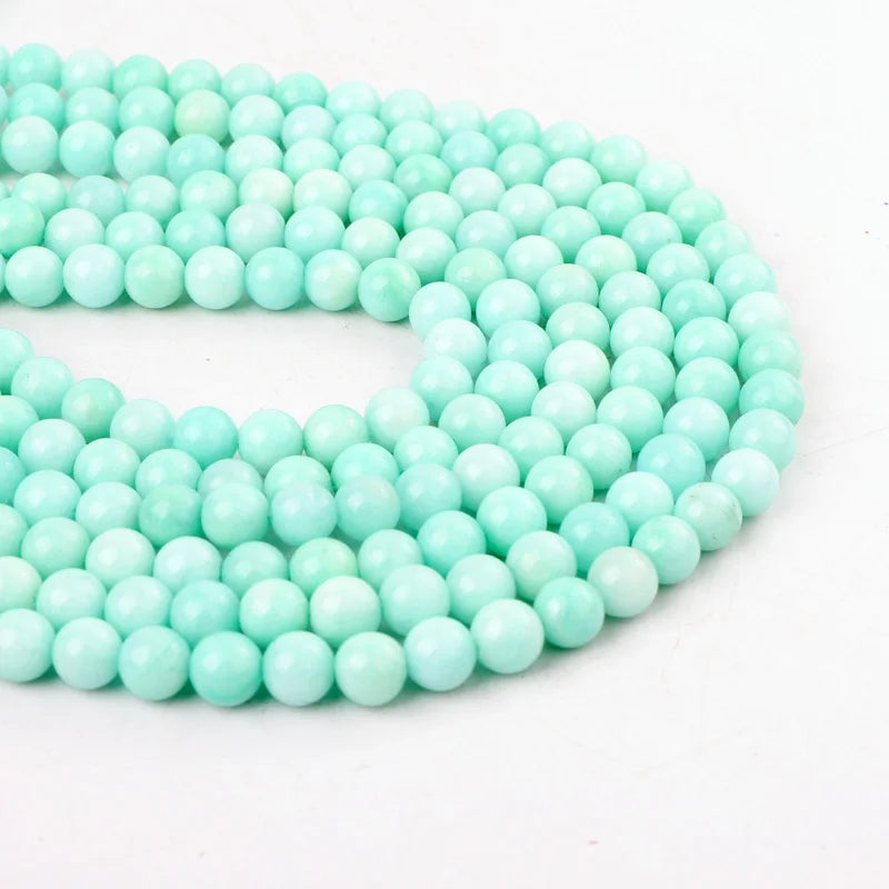 Wholesale Natural Stone Light Blue Jade Loose Round Beads for Jewelry Necklace Bracelet Making