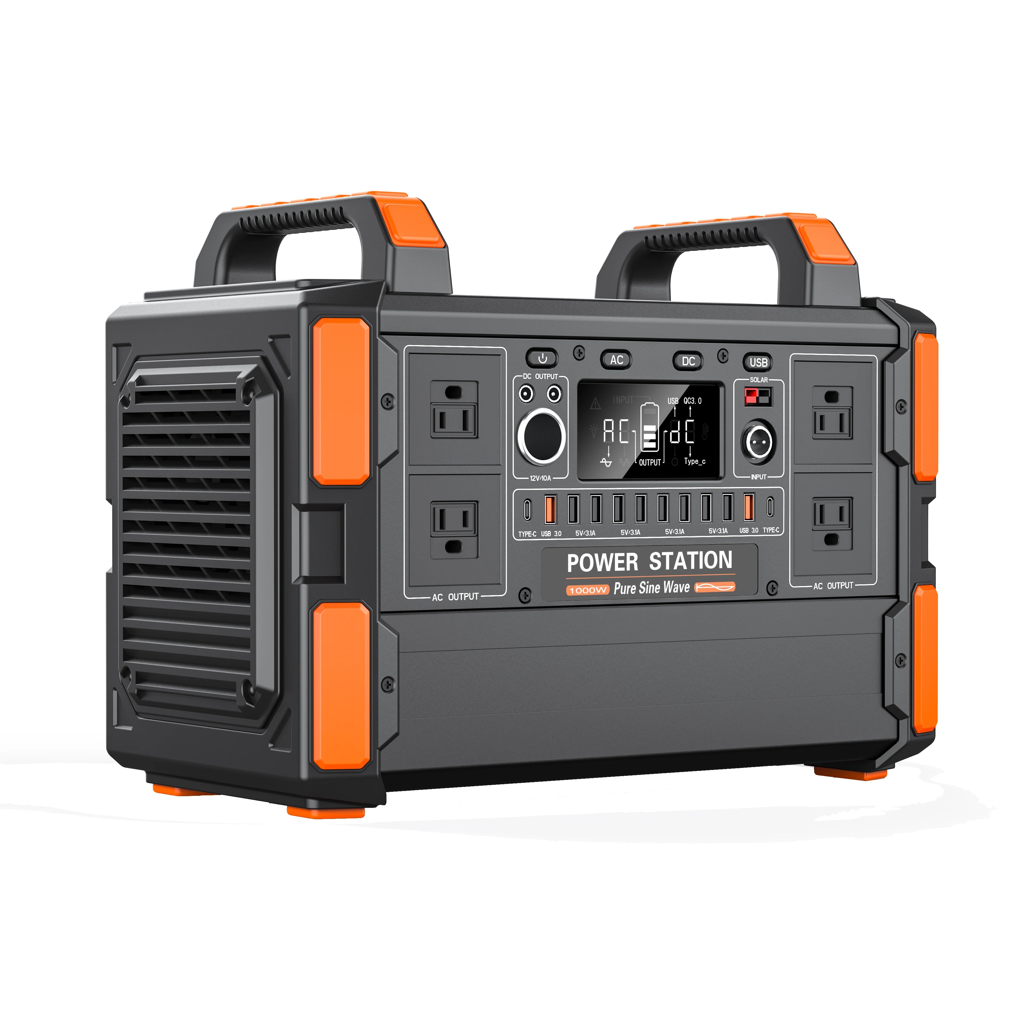 Fast Charger for Outdoor Camping Real Time LCD Display Portable Solar Power Station Solar Generator 1000W 1200W