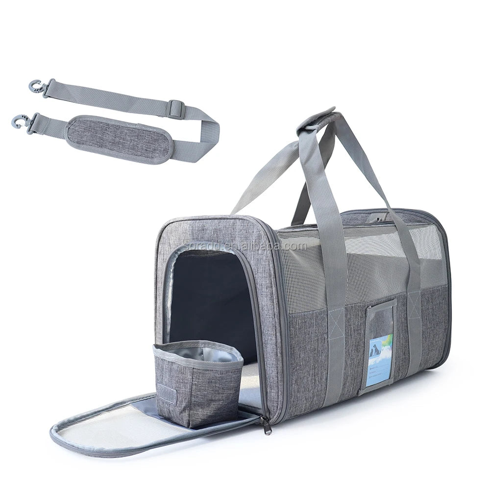 Factory Wholesale TSA Airline Approved Collapsible Portable Soft Sided Pet Cat Puppy Dog Travel Carrier up to 15 Lbs Pet cage