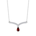 Abiding Fine Jewelry 3-Year Color Retention Technology Pear Garnet Sterling Silver 925 Necklace for Women 2024