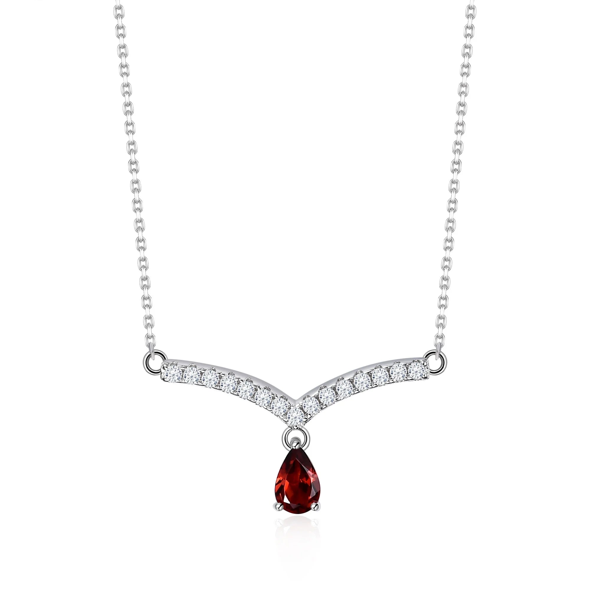 Abiding Fine Jewelry 3-Year Color Retention Technology Pear Garnet Sterling Silver 925 Necklace for Women 2024