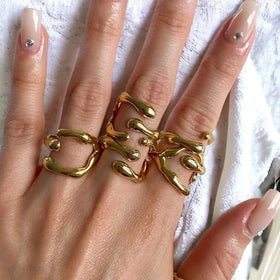 Fashion Accessories Women Gold Non Tarnish Stainless Steel Gold Plated Jewelry Open Ring Jewelry for Women Stainless Steel