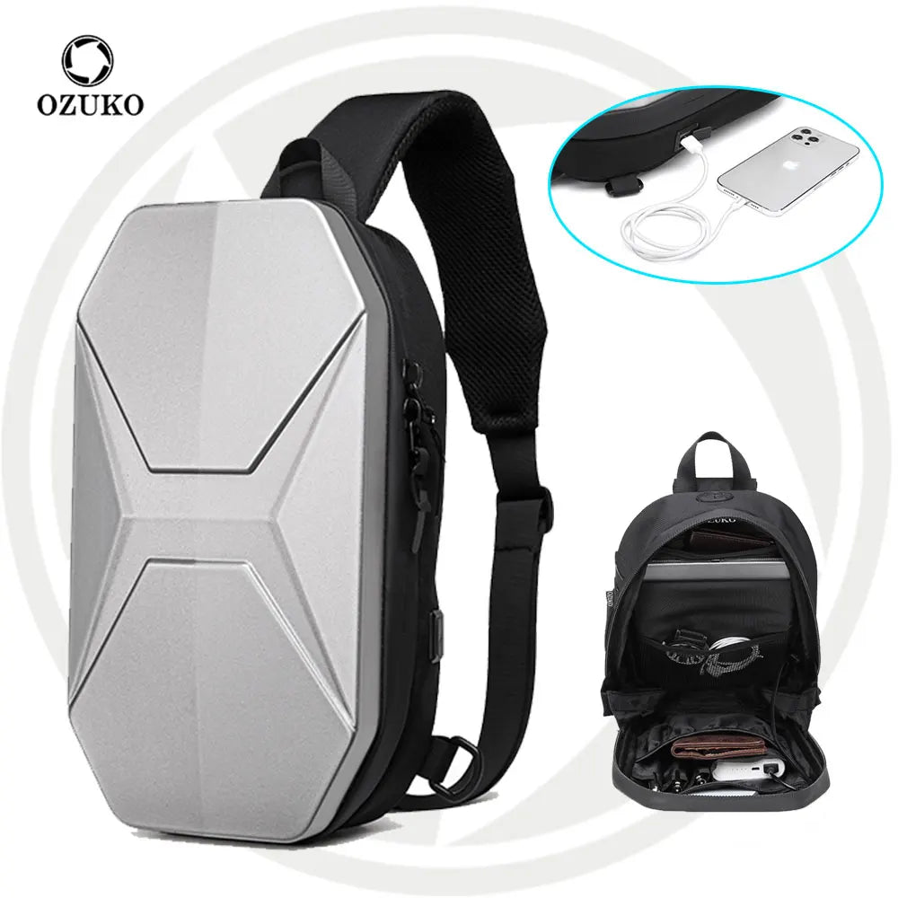 Ozuko 9509 2023 Latest Wholesale Lightweight Chest Bag Multifunction Cellphone Mini Crossbody Shoulder Bag Usb Men Sling Bag