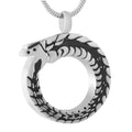 Dragon Memorial Urn Jewel Ashes Cremation Keepsake Stainless Steel Snake Pendant Necklace Holder Urn Enteral Renewal Ourooboros