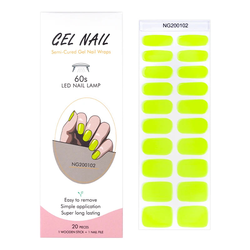 Huizi Nail Supplier Gel Nail Wraps Non-Toxic Long Lasting Colorful Semi Cured Gel Nail Stickers MegaBDM