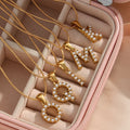 26 Initial Letter Gold-Plated Stainless Steel Pearl Pendant Necklace with Thin Snake Chain for Gifts or Parties