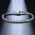 High Quality Vintage Rectangle Crystal Cubic Zircon Tennis Bracelet for Women Rhodium Delicate Special Fancy Buckle for Parties