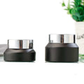 Wholesale Matte Black Glass Cosmetics Container 15g 30g 50g Skincare Face Cream Bottles Glass Jar  With Silver Cover