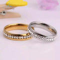New Arrival 6mm Platinum Plating Crystal Promise Eternity Band Rings 14K Gold Plating Stainless Steel Zircon Engagement Rings
