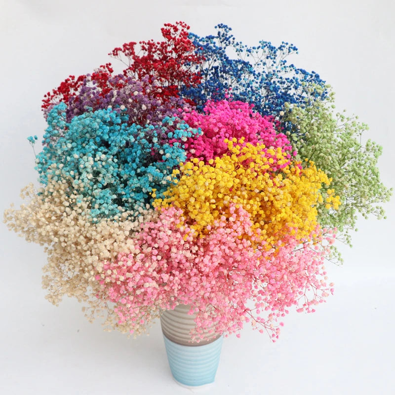 Wholesale Handmade Natural Star Gypsophila Dried Flower Bouquet 60cm for Wedding Home Decoration