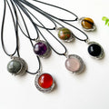 Wholesale Natural Quartz Gemstone Healing Stones Love Theme Fashion Trend Cabochon Shape Crystal Pendant Necklace