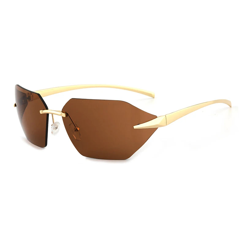 Trending UV400 Custom Shades Vintage Rimless Sunglasses for Men and Women with Transparent PC Frame Eyewear Fashion Eyeglasses