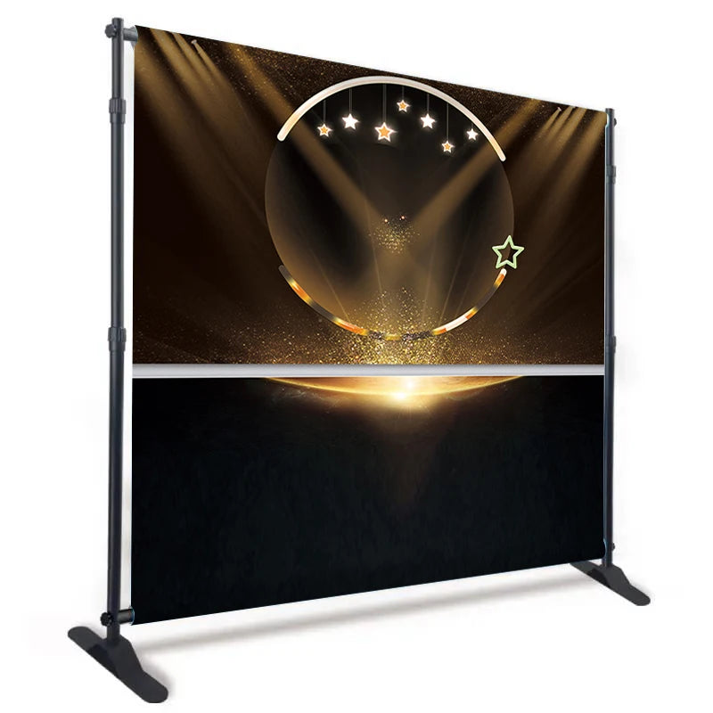 Adjustable Portable Aluminium Display Stand for Large Format Double-Sided Advertising Waterproof Polyester Backdrop