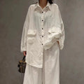 Wholesale 2026 Summer New Elegant Fashionable and Comfortable Polo Shirt Long Sleeve Loose Linen Casual Fashion Women's Set