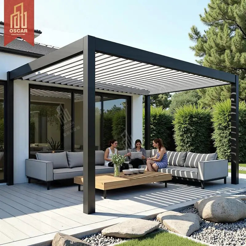 Modern Design Automatic Retractable Aluminium MDF Pergola Waterproof Garden Patio for Four Seasons for Terrace Balcony Screen