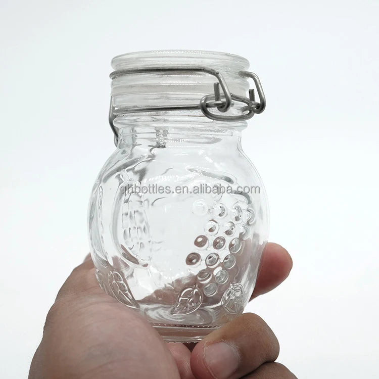 Wholesale Mini 100ml Clip Top Glass Jar with Locking Lids Glass Storage Jar Honey Glass Airtight Canister with Clamp Lid