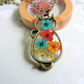 Cat Necklace Pressed Flower Pendant Epoxy Resin Acrylic Jewellery Dried Flower Necklace