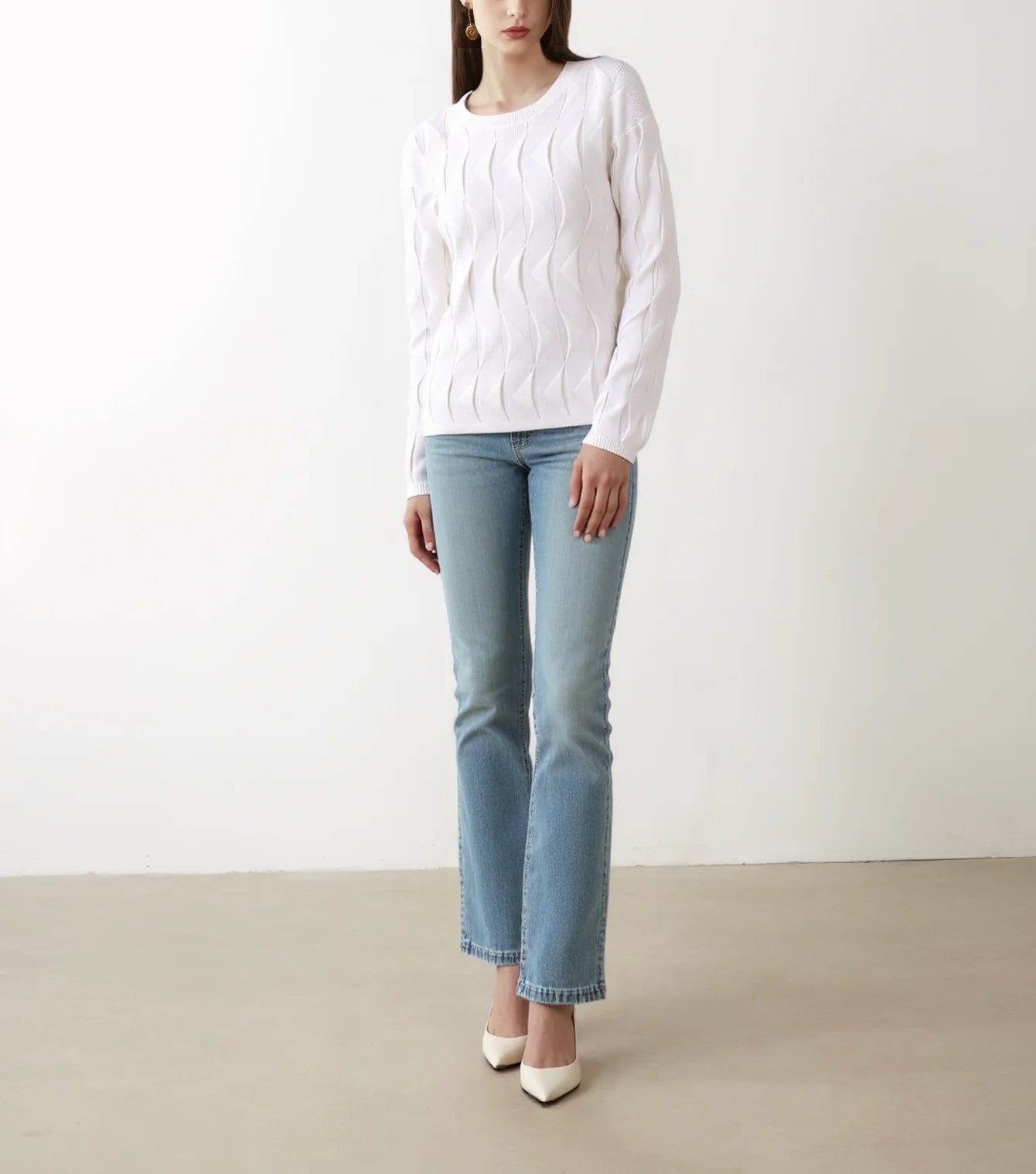 High Popularity Women's Comfortable Design Pattern Custom Logo Soft Feel Crew Neck Sweater