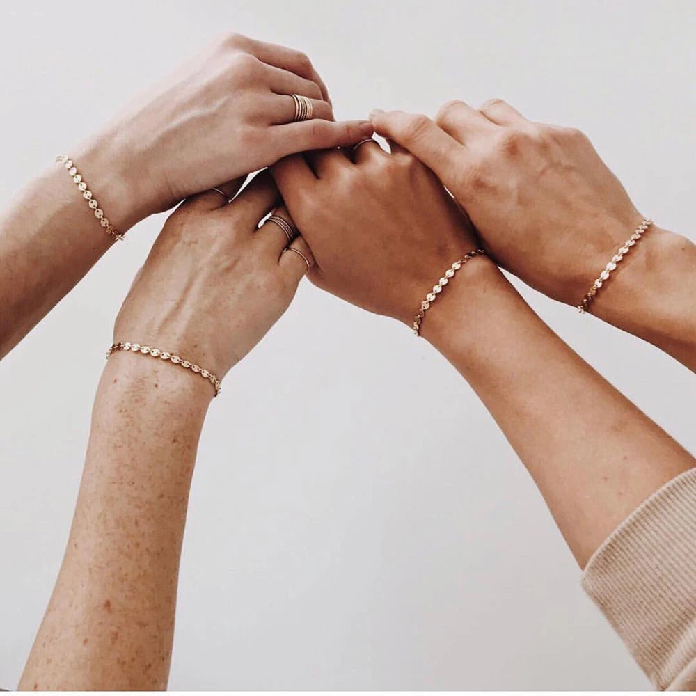 EManco Fashion Wafer Chain Bracelet Stainless Steel Gold Plated Lady Bracelet Europe and America Cross-border Jewelry