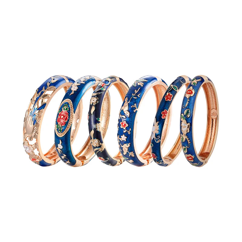 Daili Wholesale Chic Fashion Bangle Bracelet Charms Blue Enamel Indian Bangles Accessories for Women
