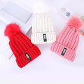 Women's Custom Logo Jacquard Common Polyester/Cotton Cable Knitting Fur Pom Pom Winter Chunky Crochet Character Beanie Adults