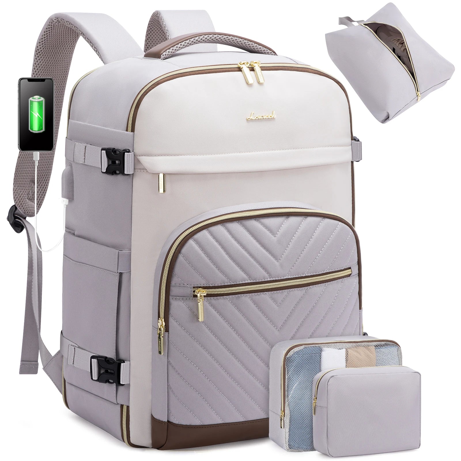 Lovevook 50L Travel Gym Waterproof Backpack Stylish Backpack for Men Women With USB Port School Mochilas Travel Backpack Bag