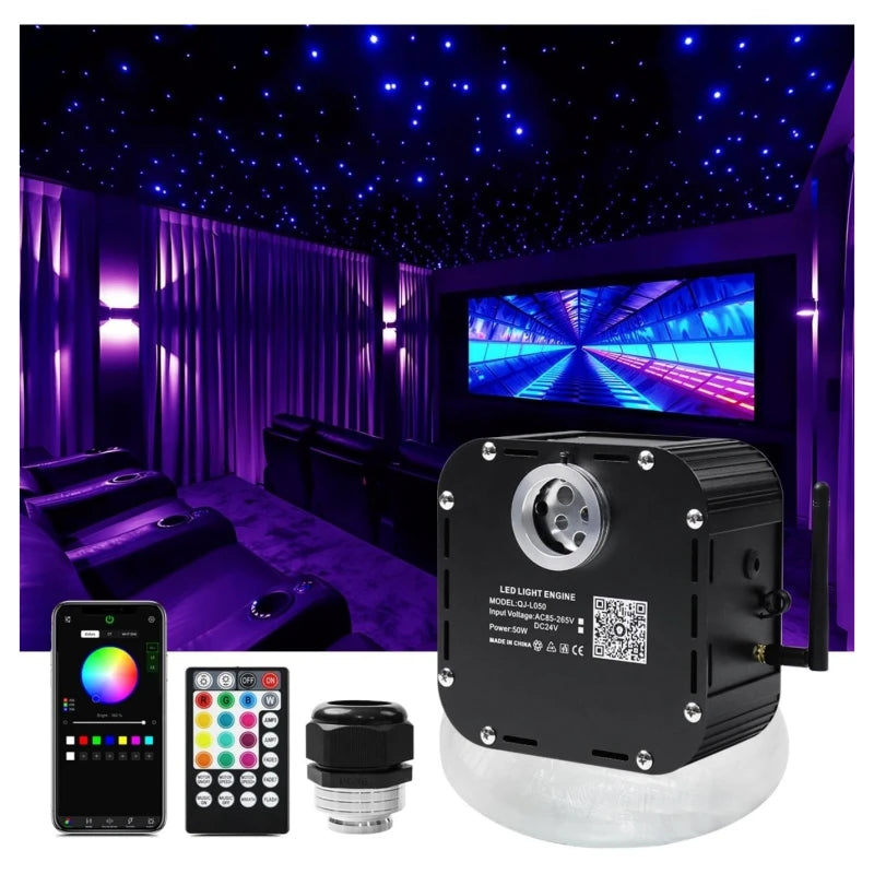JINXIN DC24V 50W LED Fiber Optic Star Ceiling Light RGBW Twinkle Starlight Headliner Kit by APP Control