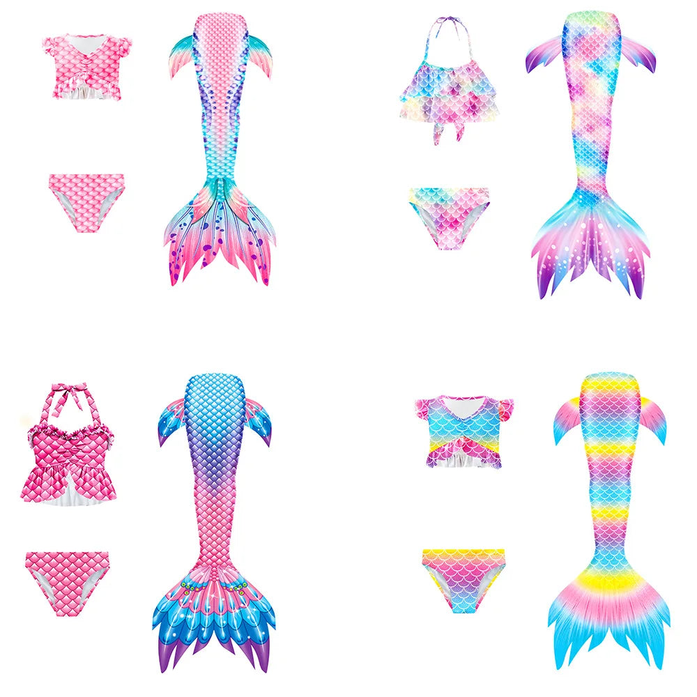 Sun Tails Toddler Bathing Suit Girls Swimsuits Princess Bikini Set Mermaid Tail Swimwear