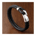 Men Black Leather Wrap Wrist Strap 19cm 21cm Simple Braided Quality Genuine Leather Hook Bracelet for Men Jewelry