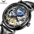 ONOLA Brand 6836   Men Automatic Mechanical Complete Calendar Casual Moon Phase Watches Fashion Luxury Leather Watches