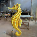 Marine Resin Hippocampus Sculpture/ Yellow Sea Horse Resin Statue/life Size Resin Crafts Sea Horse Decoration for Event Use