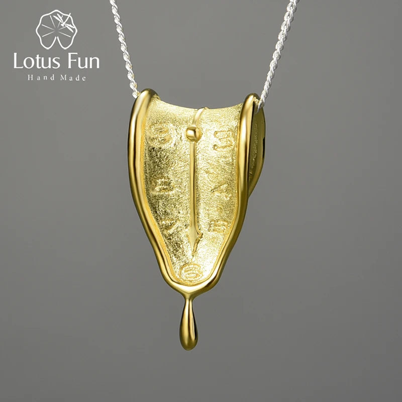 Lotus Fun 925 Sterling Silver Original Design Eternal Memory 18K Gold Bell Shaped Love Forever Pendant  Fine Jewelry for Women
