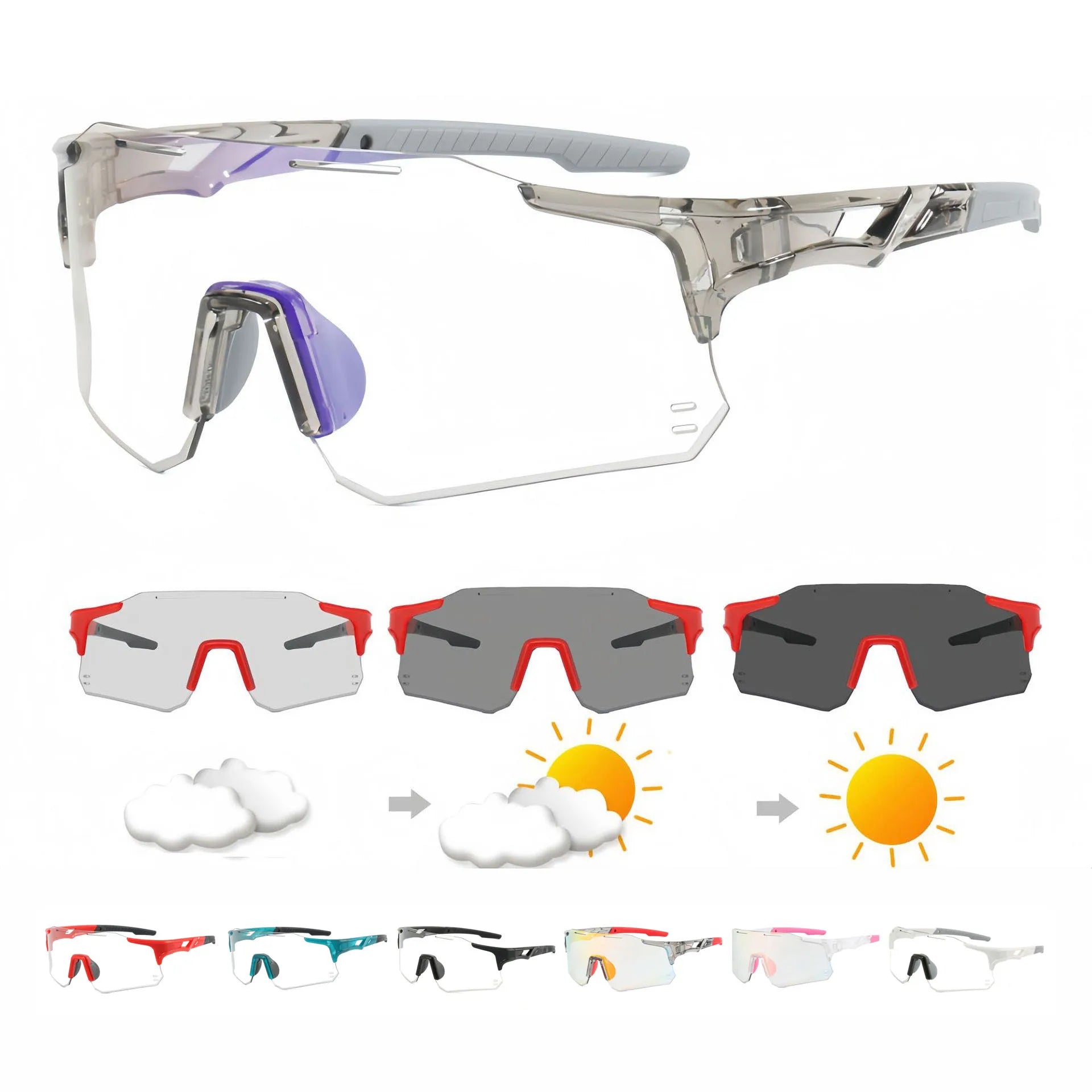 UV400 Men's Photochromic Cycling Sunglasses MTB Eyewear for Road Bike Sports Casual Outdoor Running Women's Eyewear for Casual