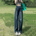 S-2XL Vintage Wide Leg Jeans Spring and Autumn New High Waist Loose Straight Tube Versatile Dropping Floor Pants